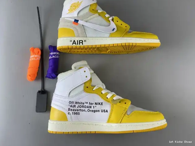 1st Kicks 1 AQ0818-149 Air Jordan x Off-White Powder Yellow-Cone NRG Dark White 0524